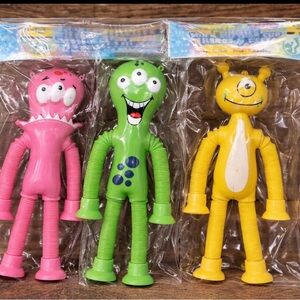 Stretch Tube Monster Toy Bundle – Suction Cup Hands & Feet – Set of 3 – NEW
